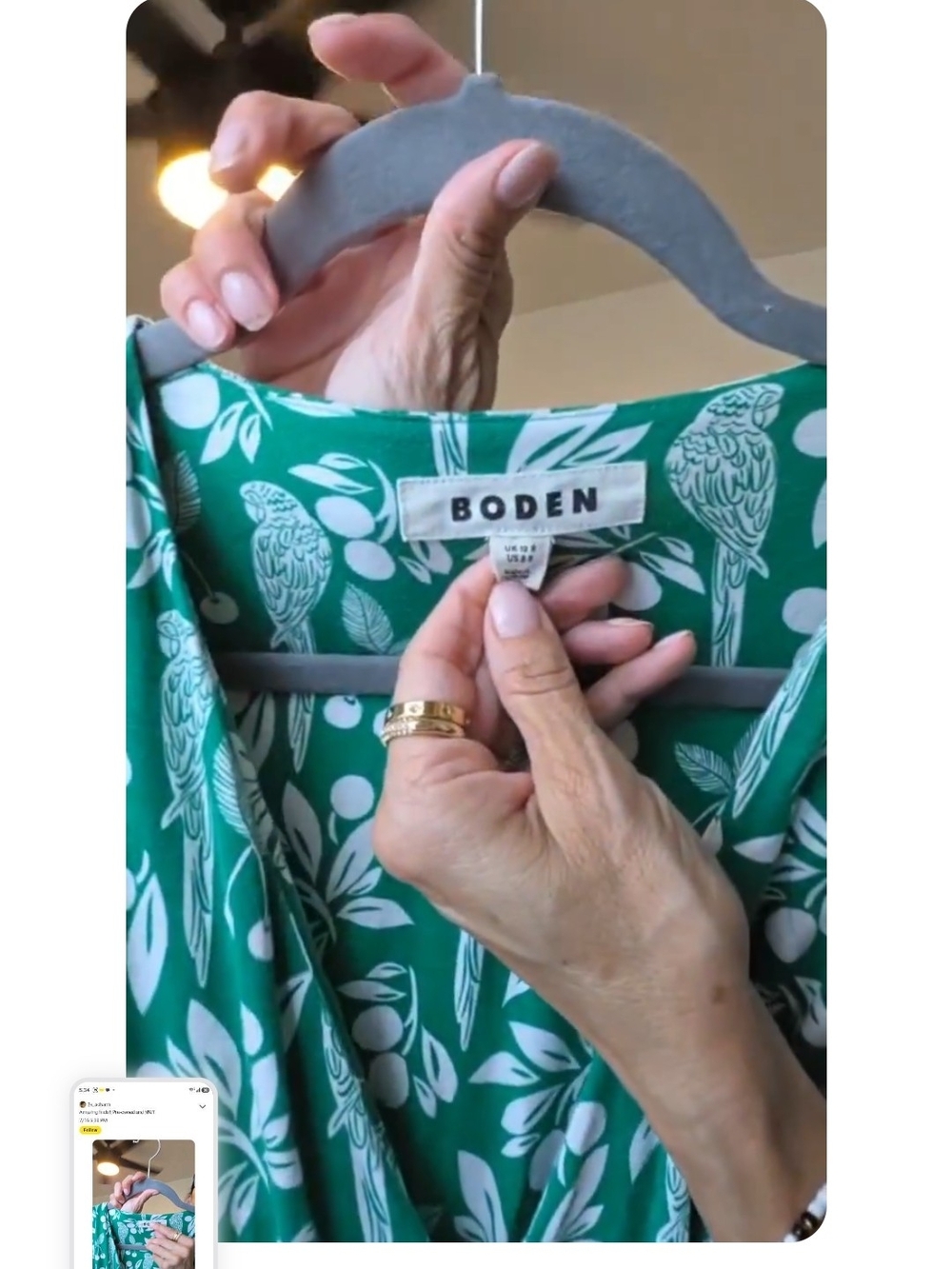 Boden Paloma Green and White Maxi Print Sleeveless Dress - Picture 6 of 6